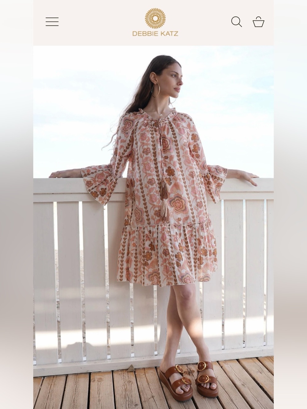 Debbie Katz Pink Floral Boho Tiered Dress